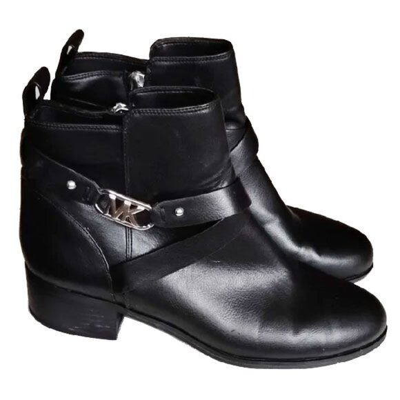 Michael Kors Shoes - *50off3* Michael Kors Cross Strap Logo Ankle Boots 8.5 Black